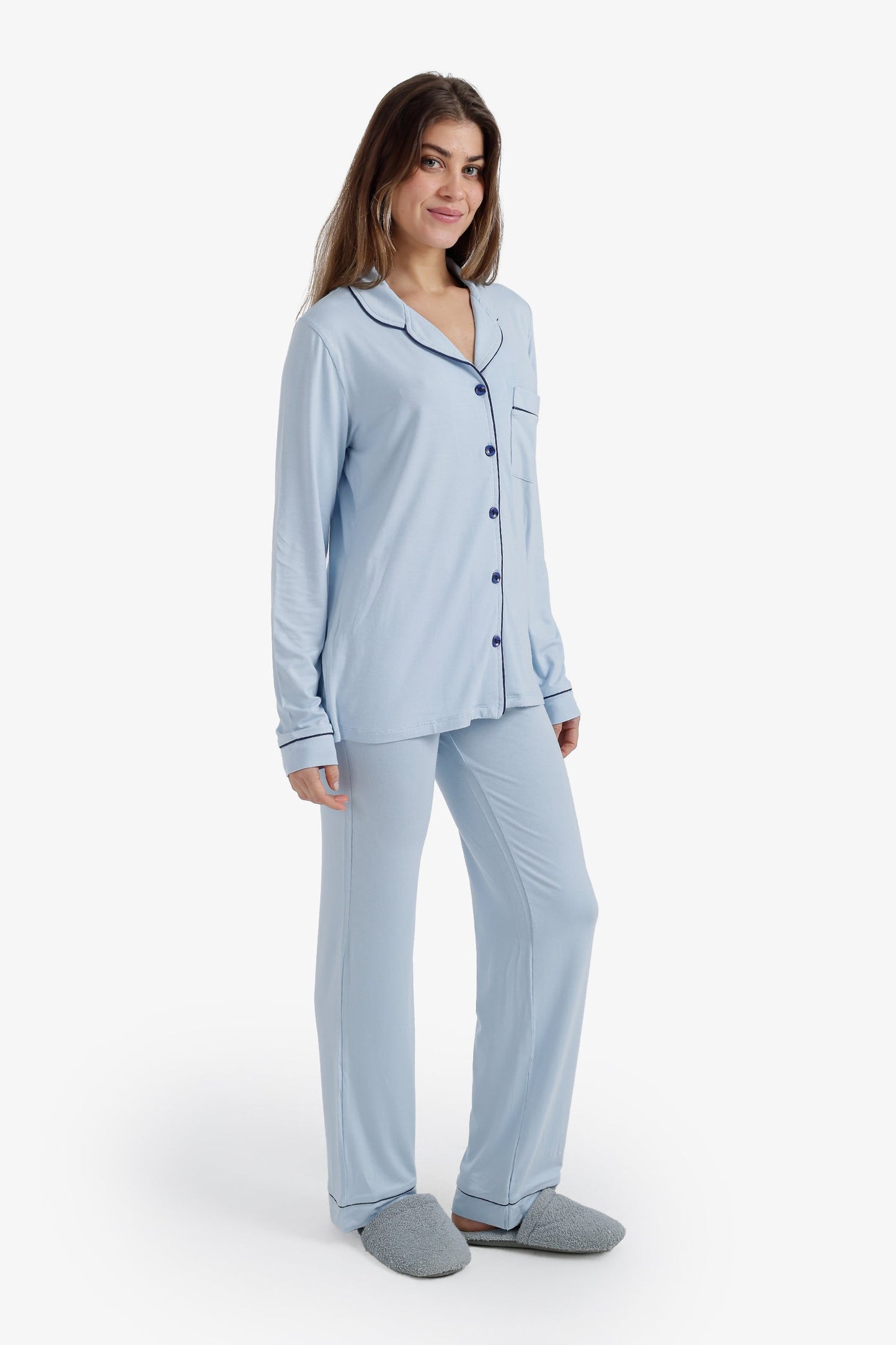 Contrast-Pipe Pyjama Set