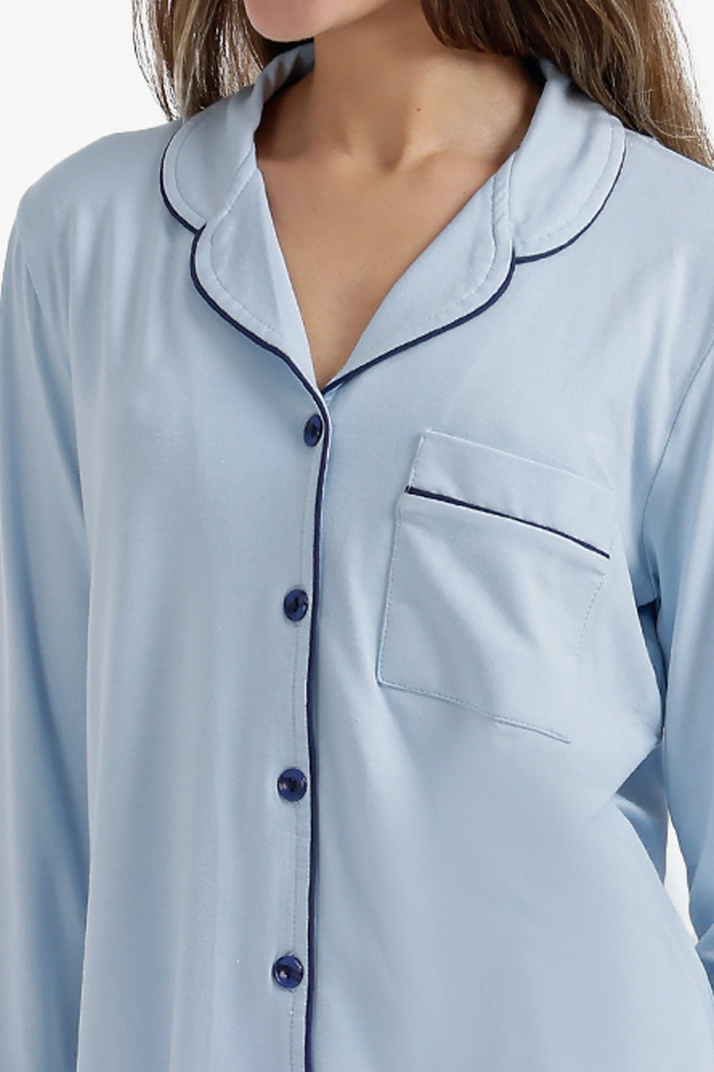 Contrast-Pipe Pyjama Set