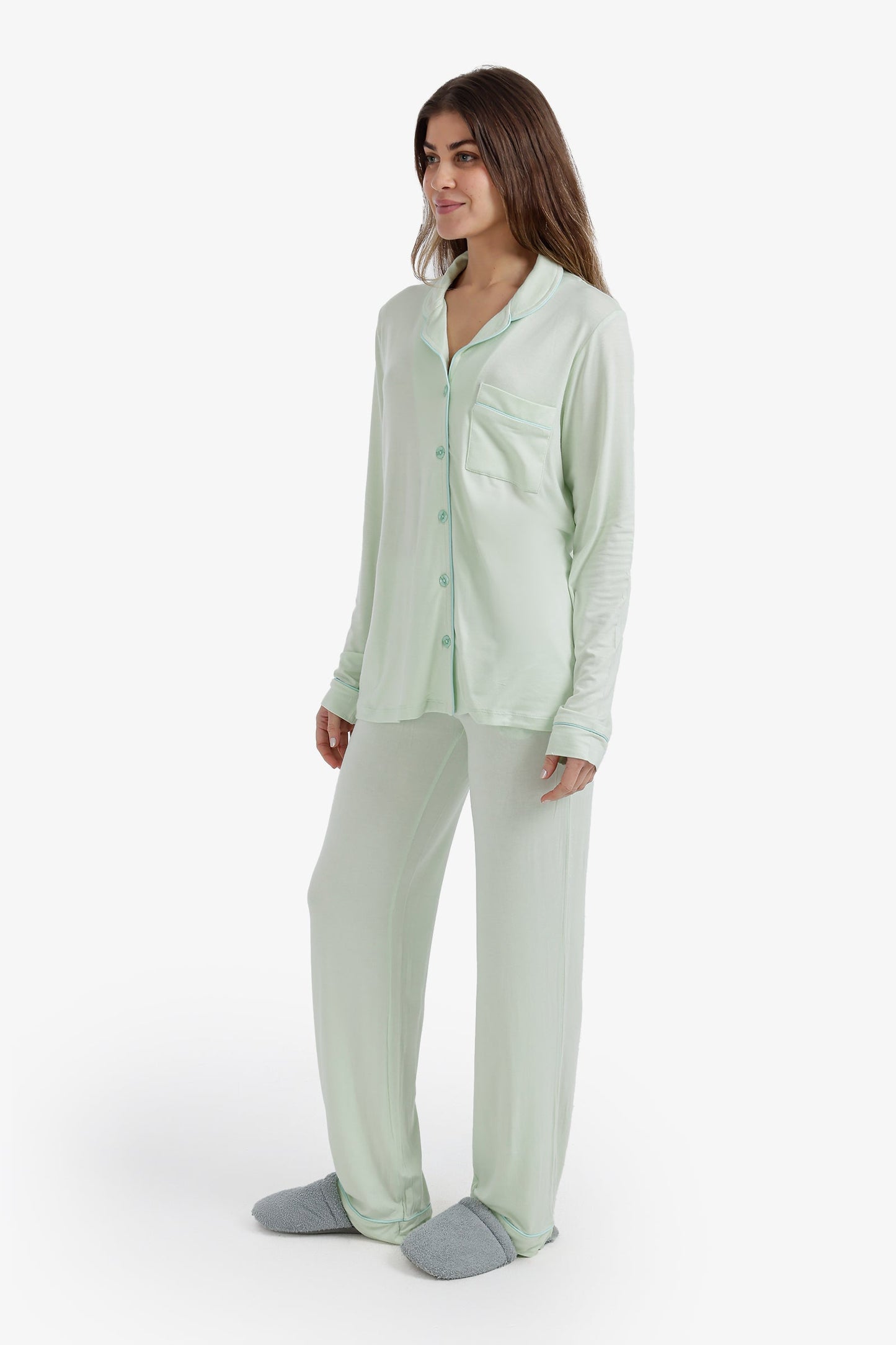 Contrast-Pipe Pyjama Set