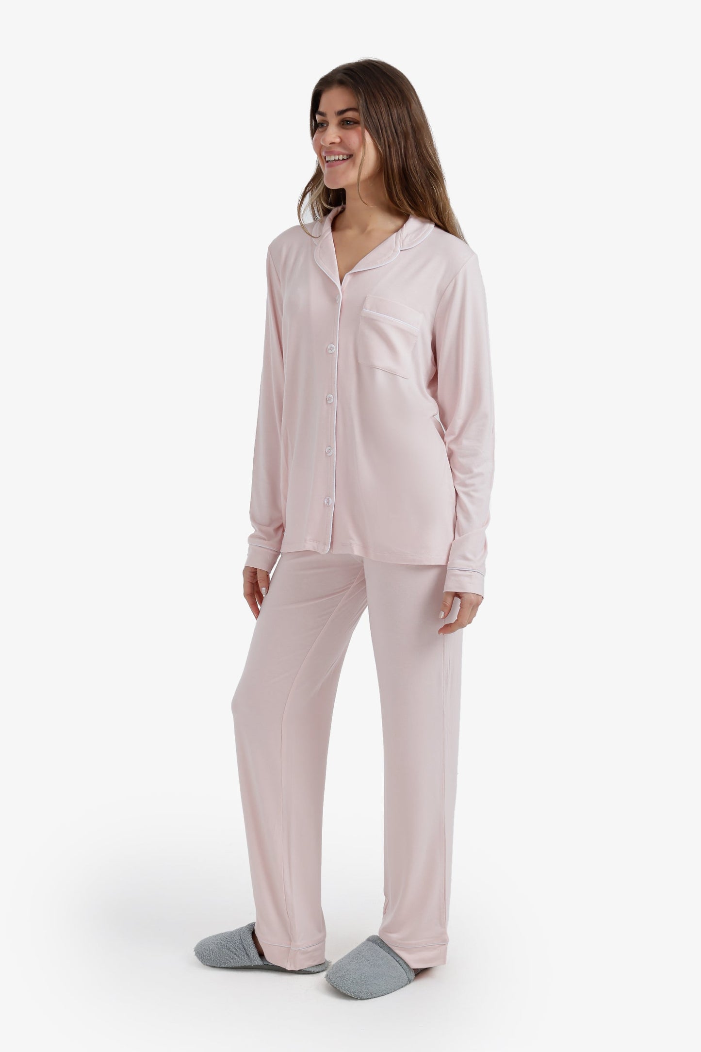 Contrast-Pipe Pyjama Set