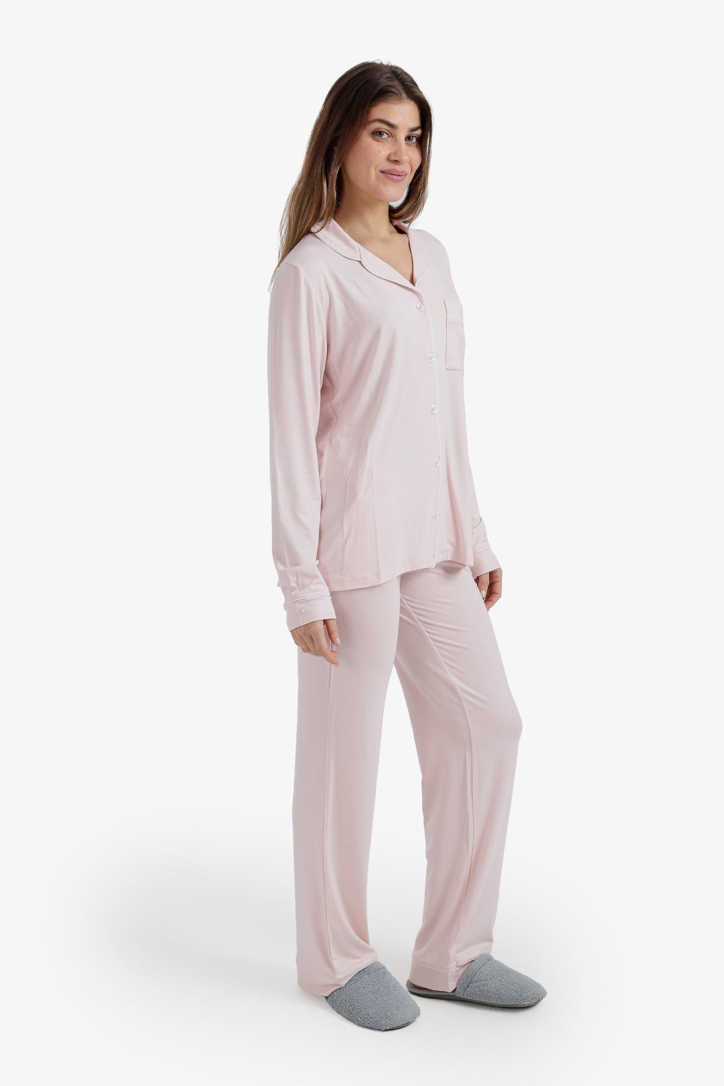 Contrast-Pipe Pyjama Set