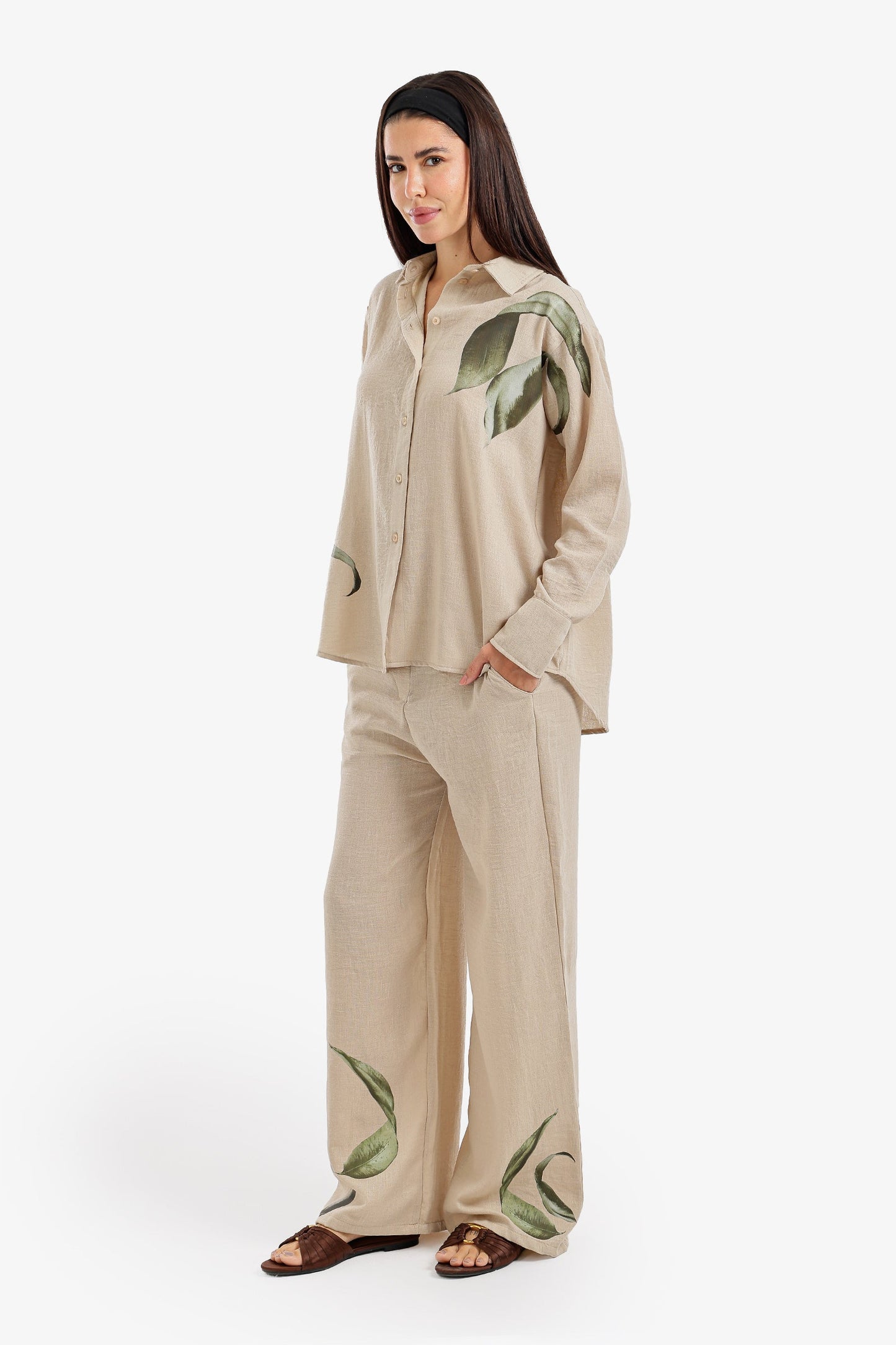 Leaf Print Lounge Set