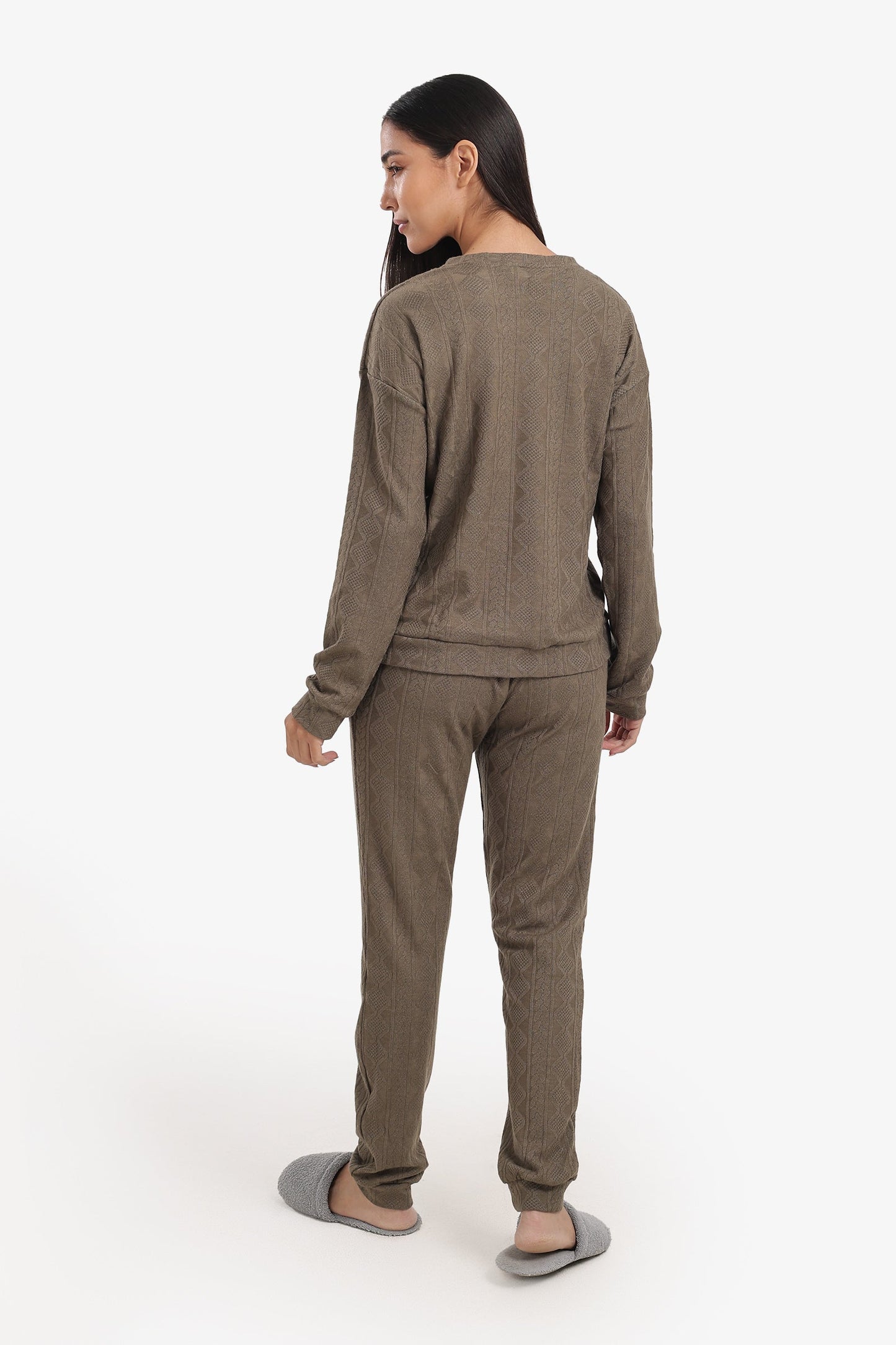 Cable Knit Pattern Pyjama Set