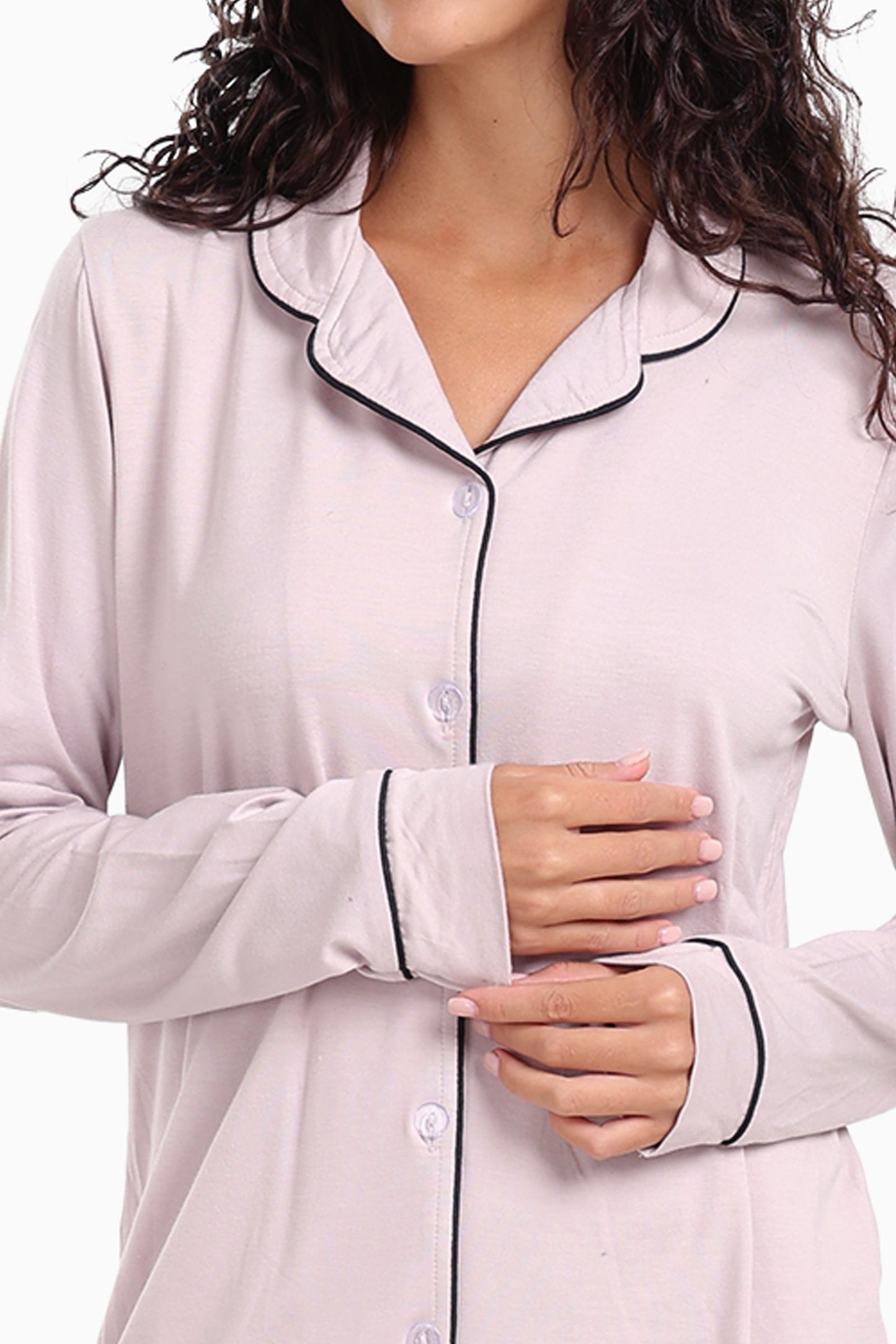 Viscose Contrast Piping Pyjama Set