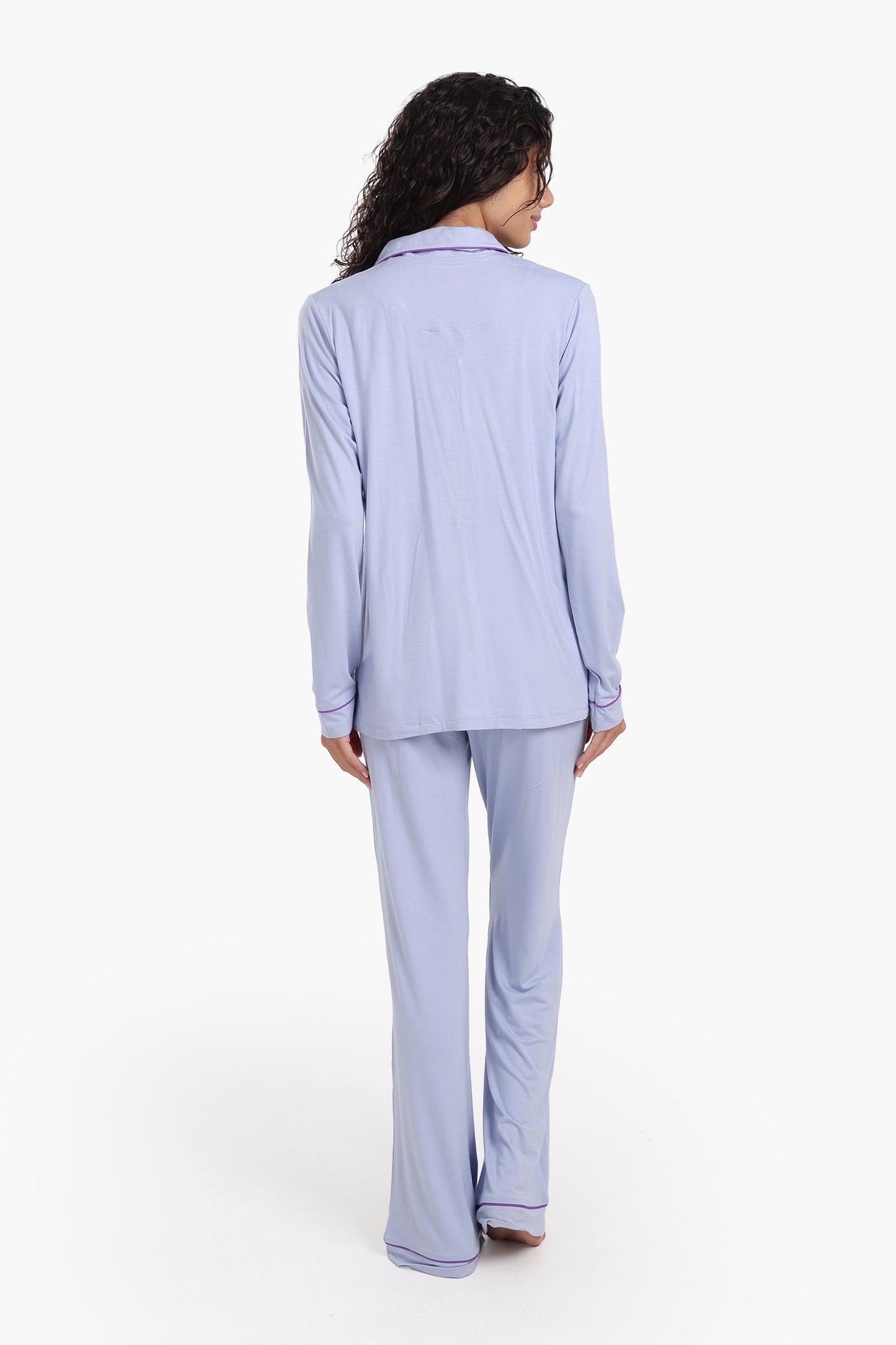 Viscose Contrast Piping Pyjama Set