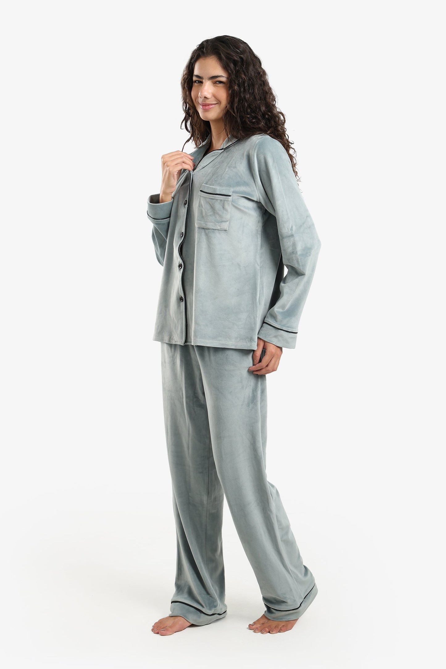 Piping Velvet Pyjama Set