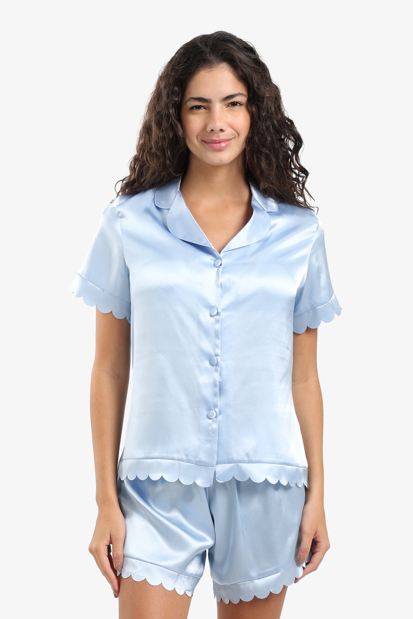 Blue Solid Pyjama Set