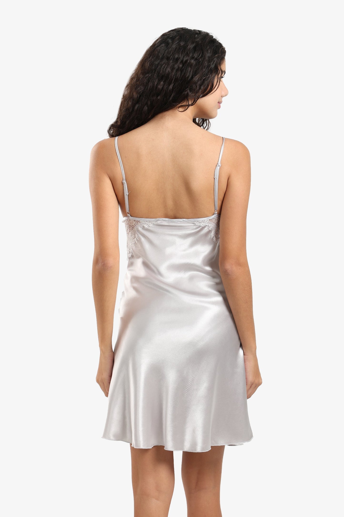 Silver Satin & Lace Babydoll