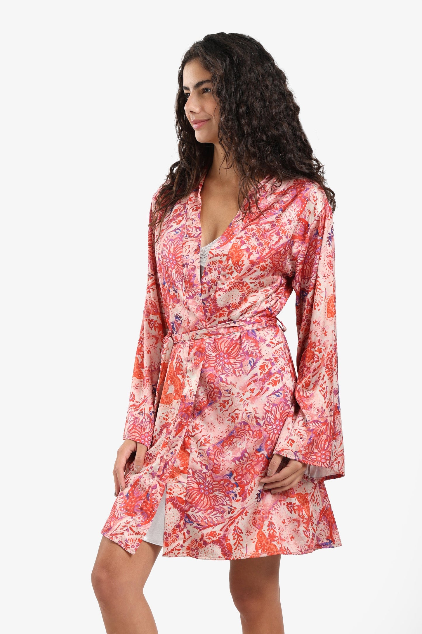 All Over Printed Satin Robe