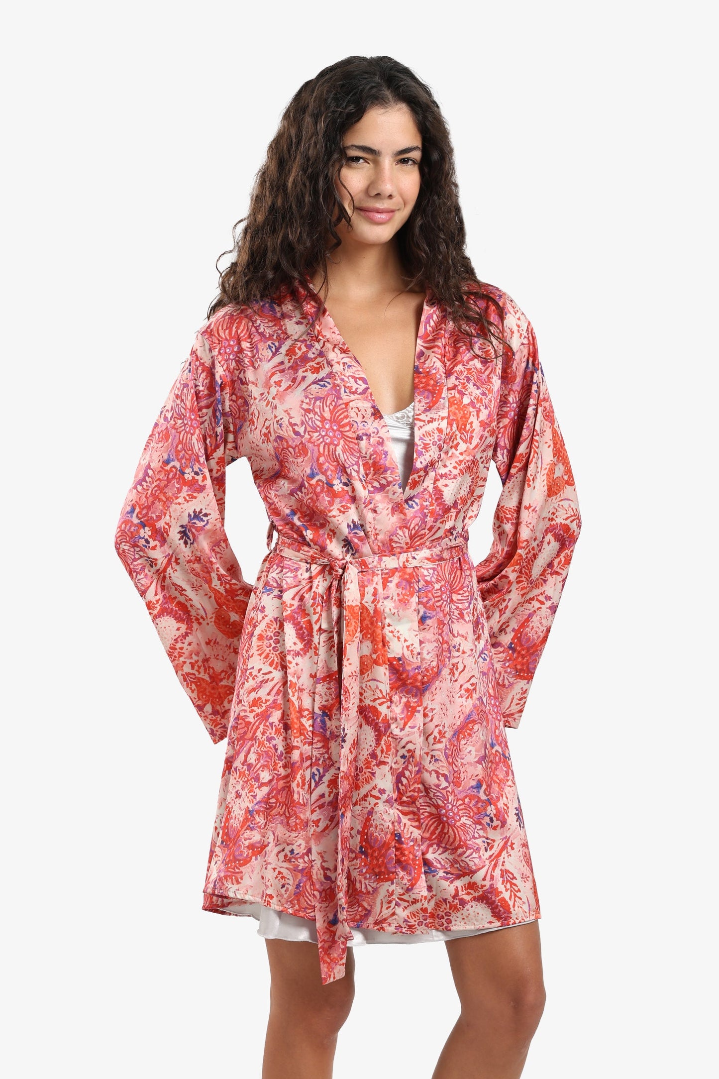All Over Printed Satin Robe