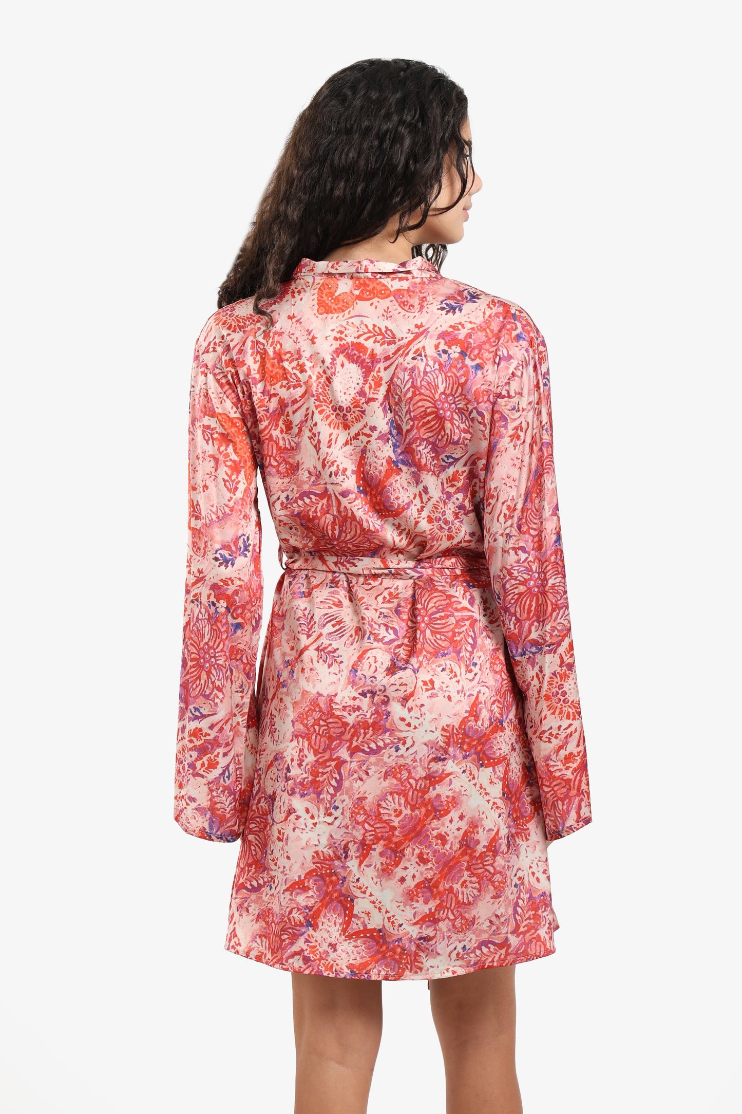 All Over Printed Satin Robe