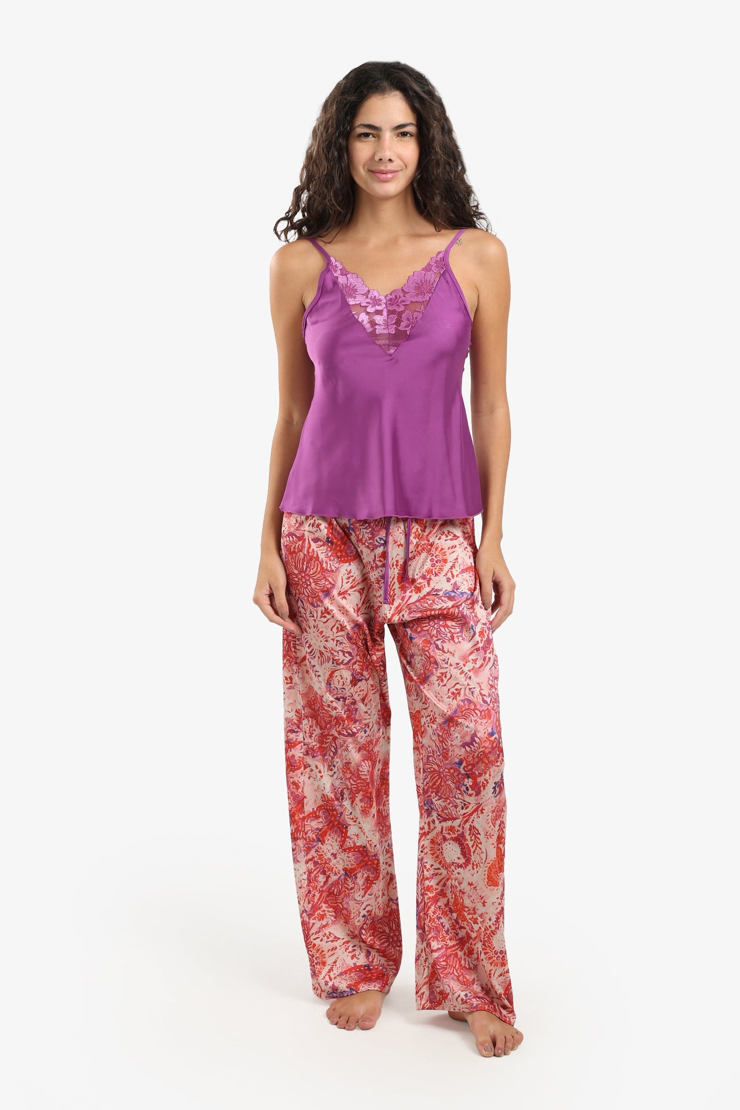 Printed Satin Pyjama Set