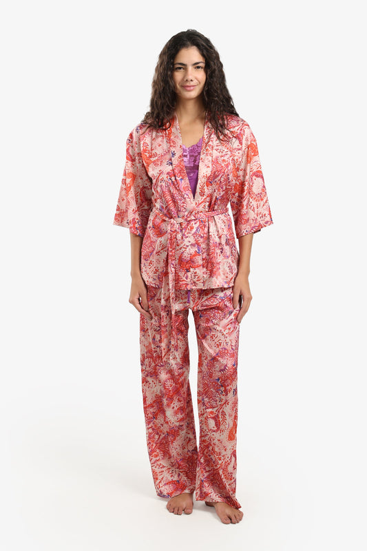 Printed Satin Pyjama Set