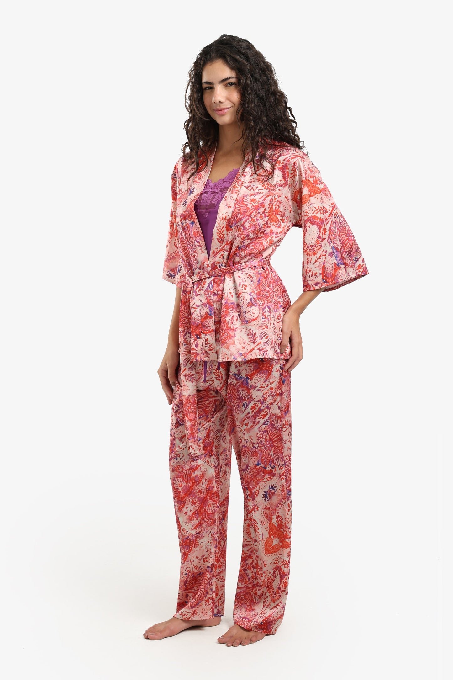 Printed Satin Pyjama Set
