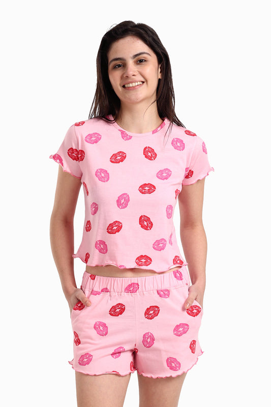 Printed Lips Pyjama Set