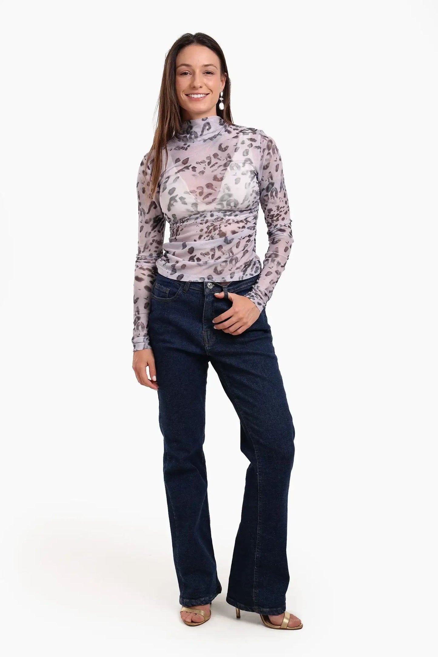 Leopard Print Mesh Top