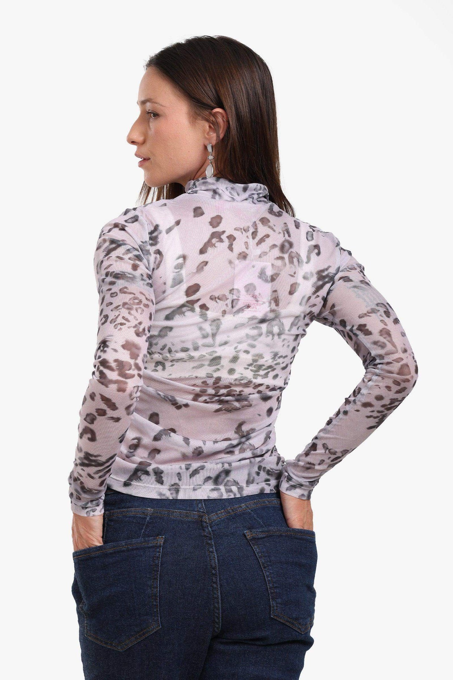Leopard Print Mesh Top