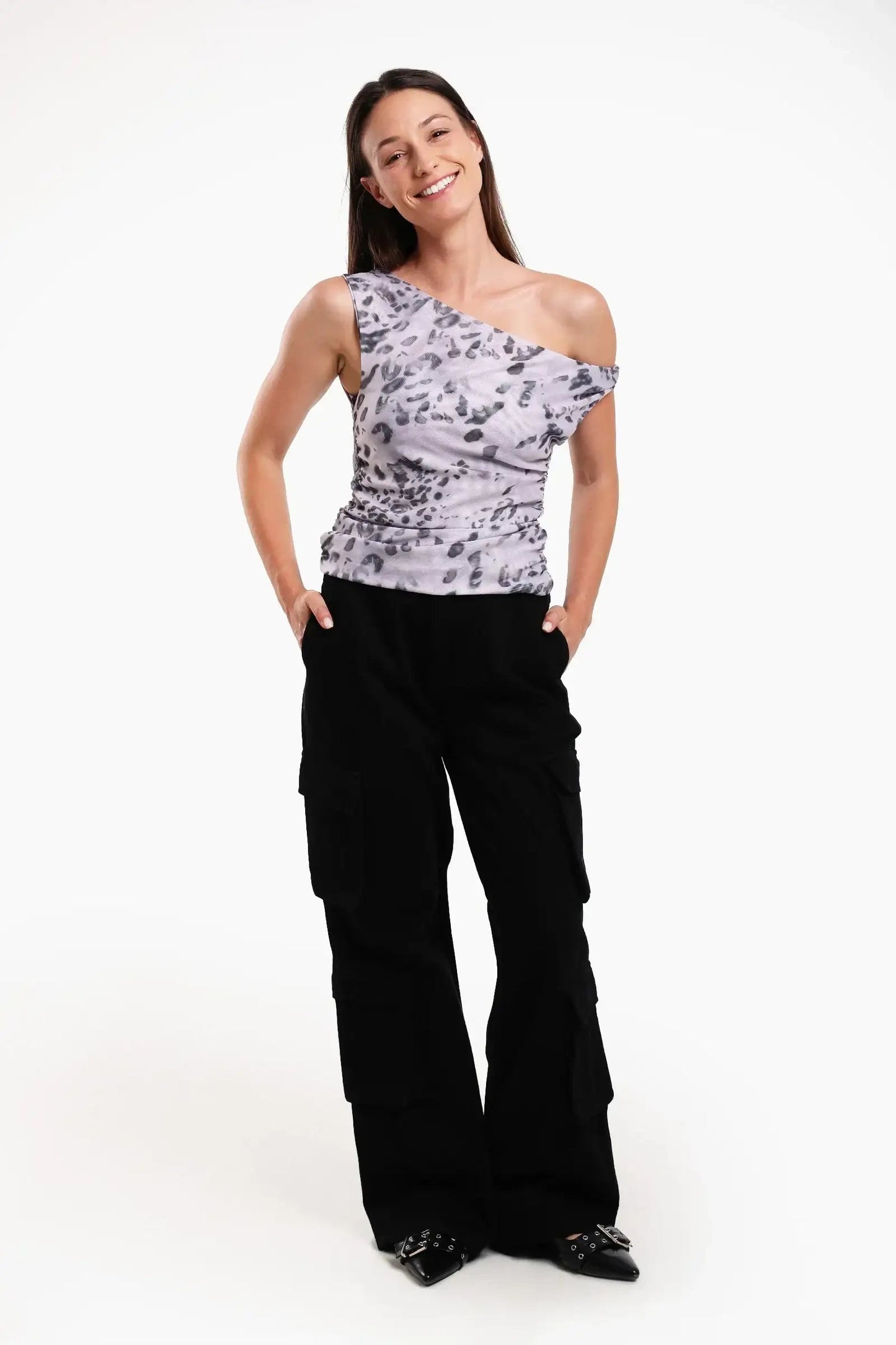 Leopard Print One-Shoulder Top