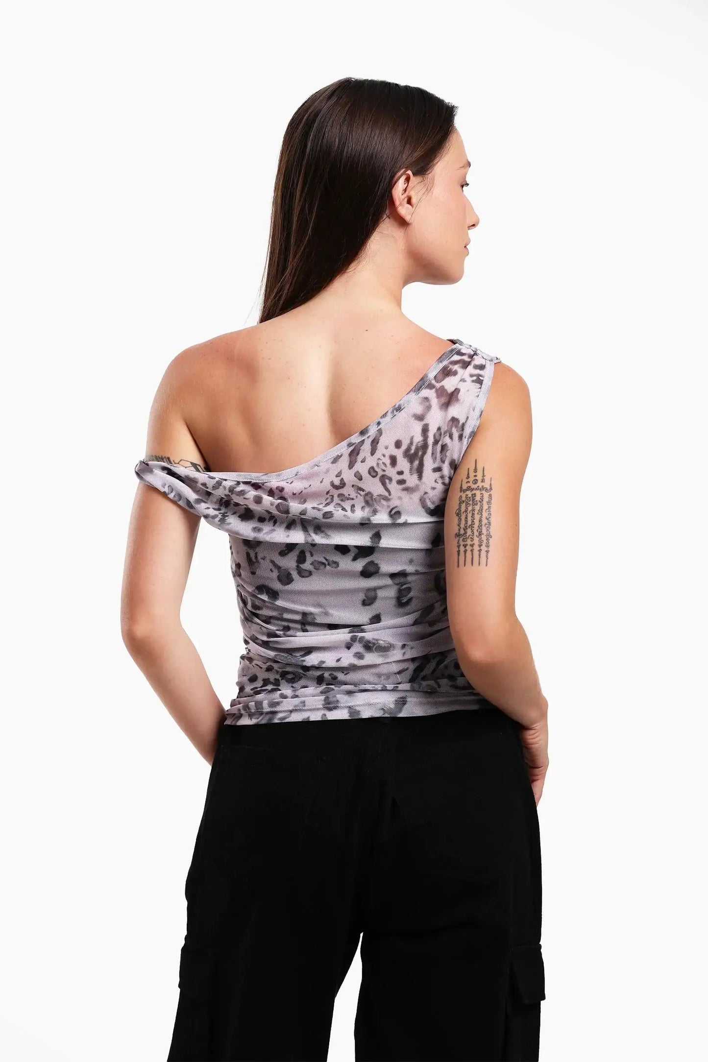 Leopard Print One-Shoulder Top