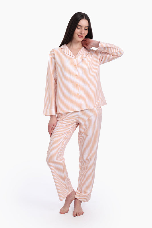 Pyjama Set with Orange Stripes