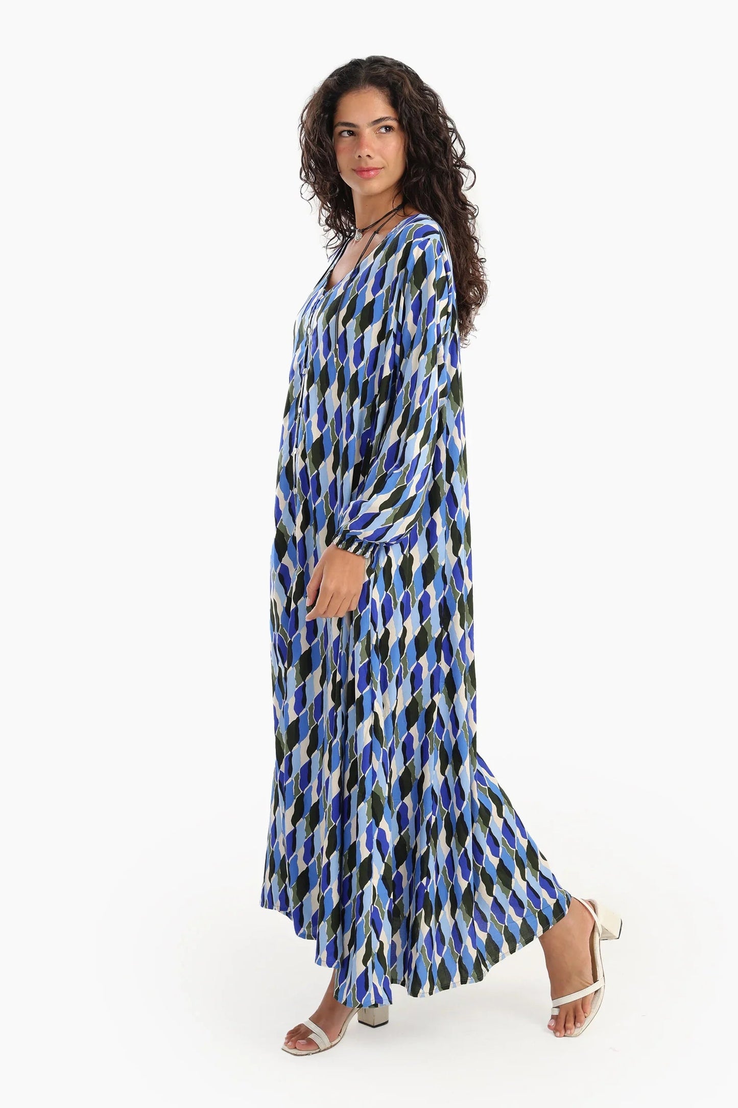 Printed V-Neck Dress