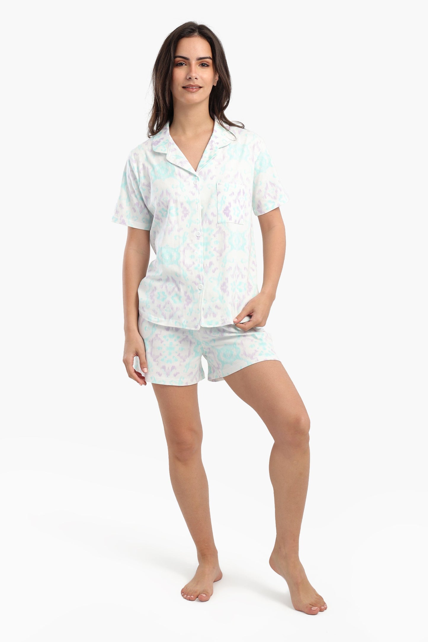 Pyjama Set with Notch Collar