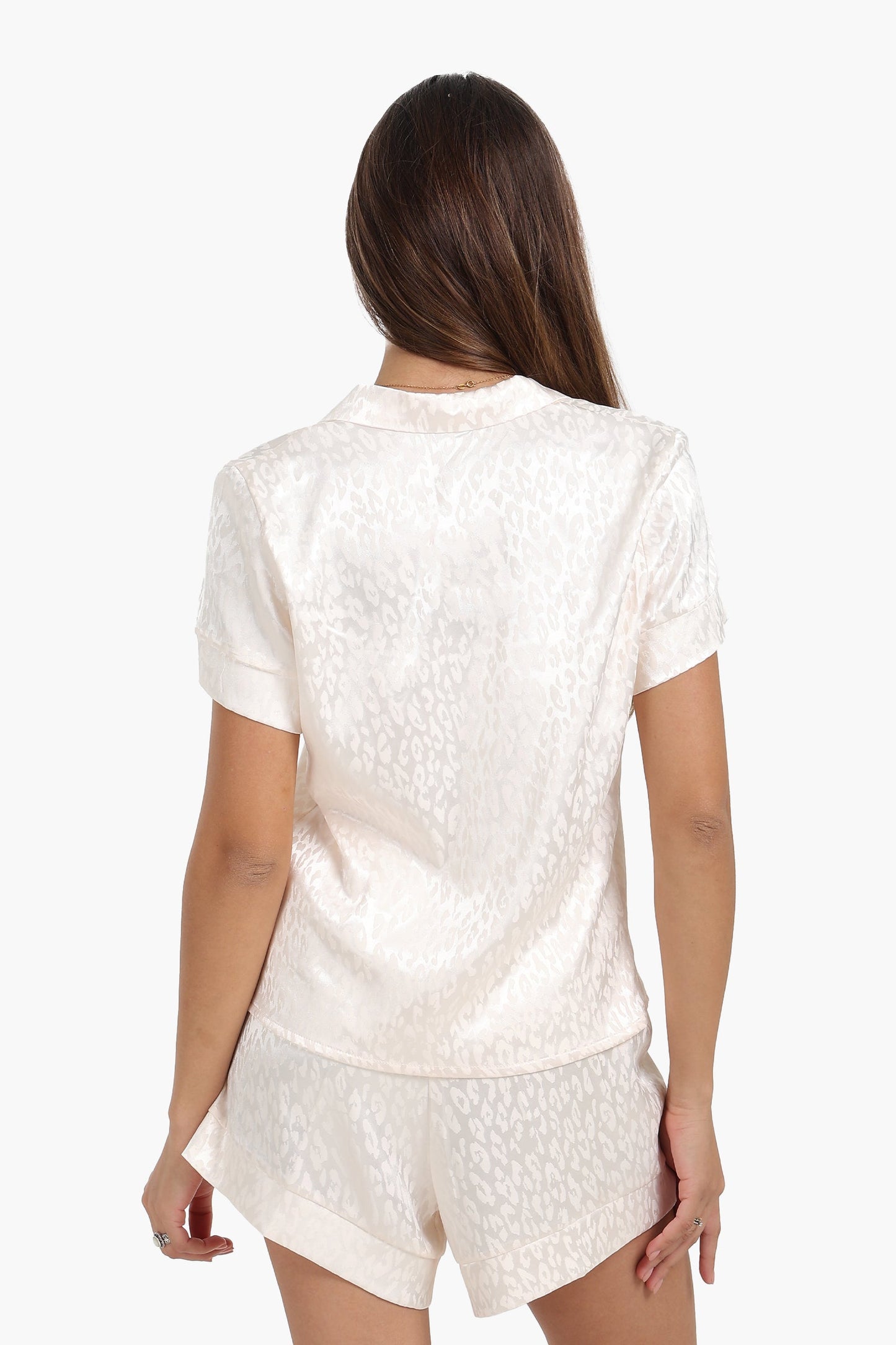 Self Pattern Satin Pyjama Set