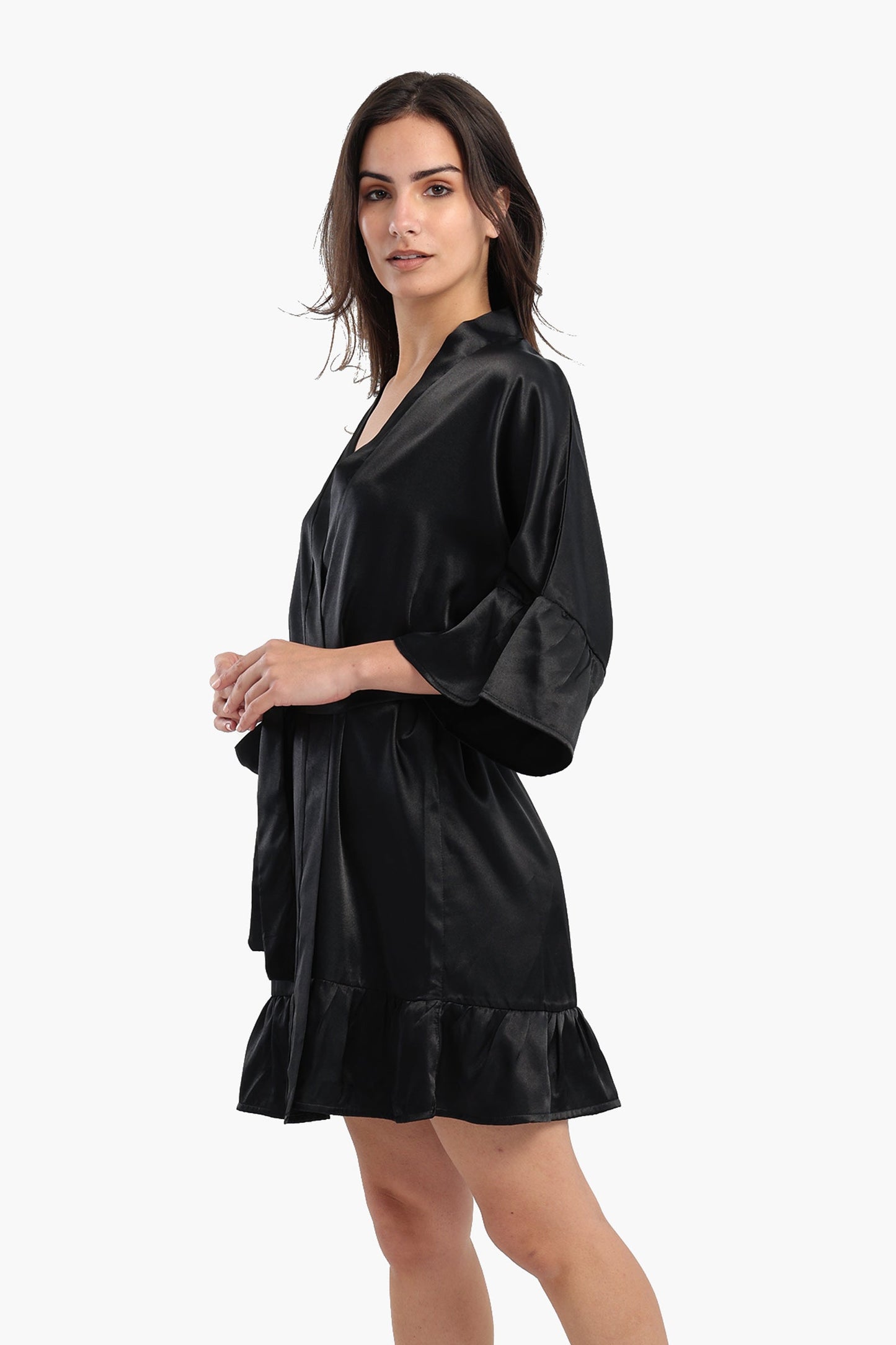 Playful Sleeves Satin Robe