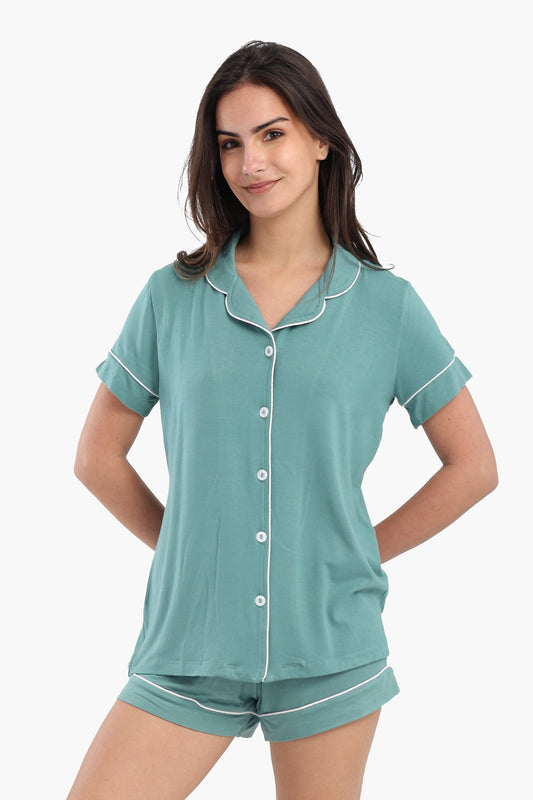 Color Piping Poplin Pyjama Set