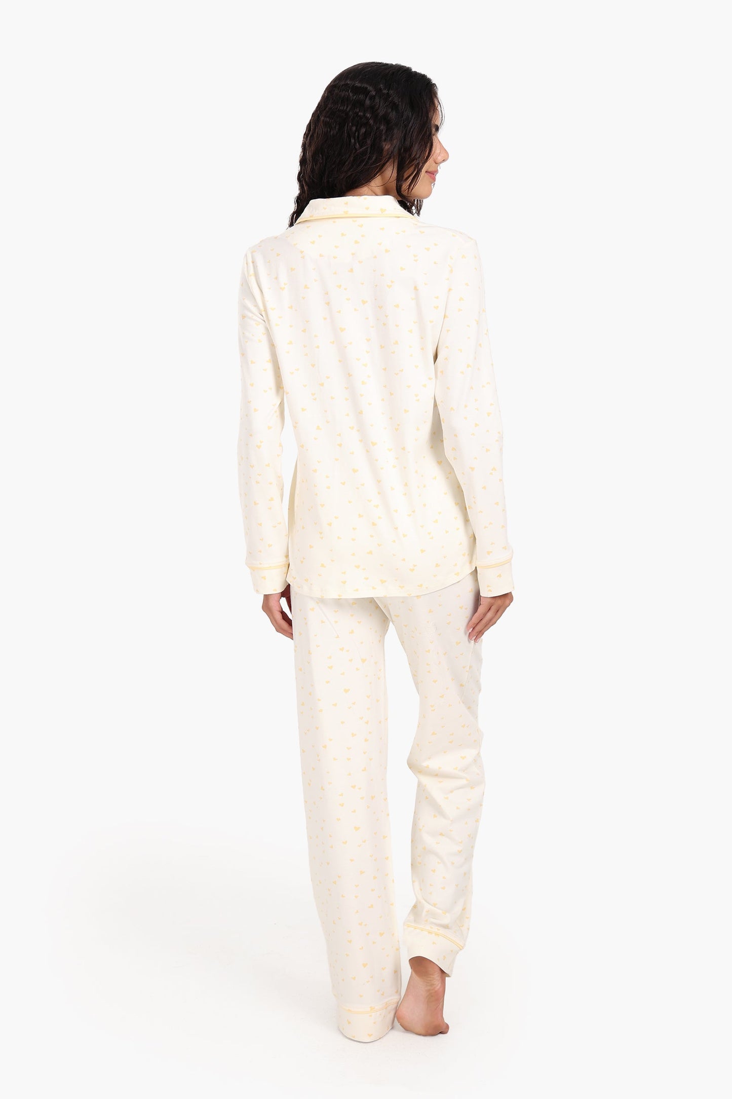 Yellow Hearts Cotton Pyjama Set