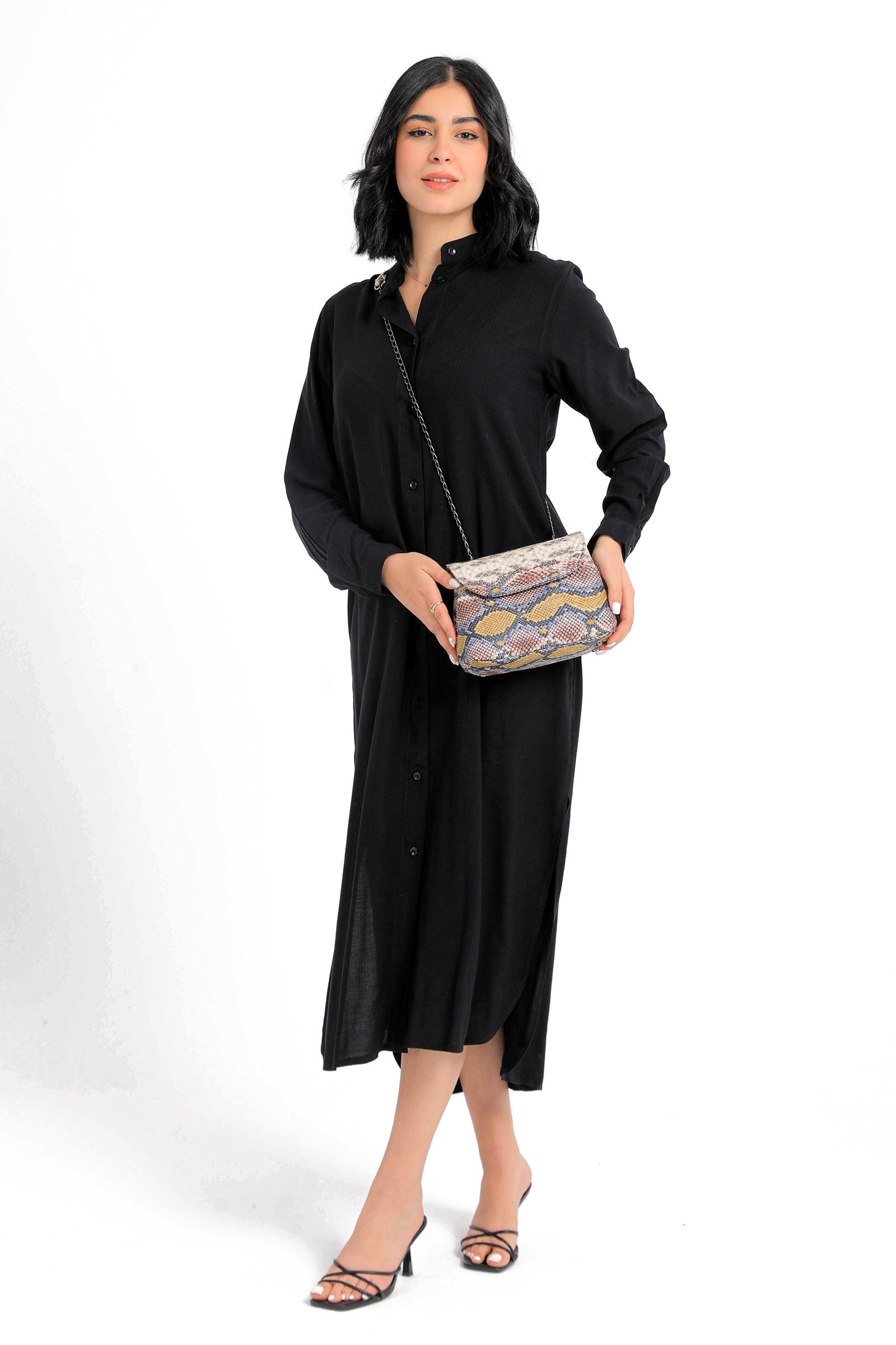 Mandarin Collar Shirt Dress - Carina - كارينا