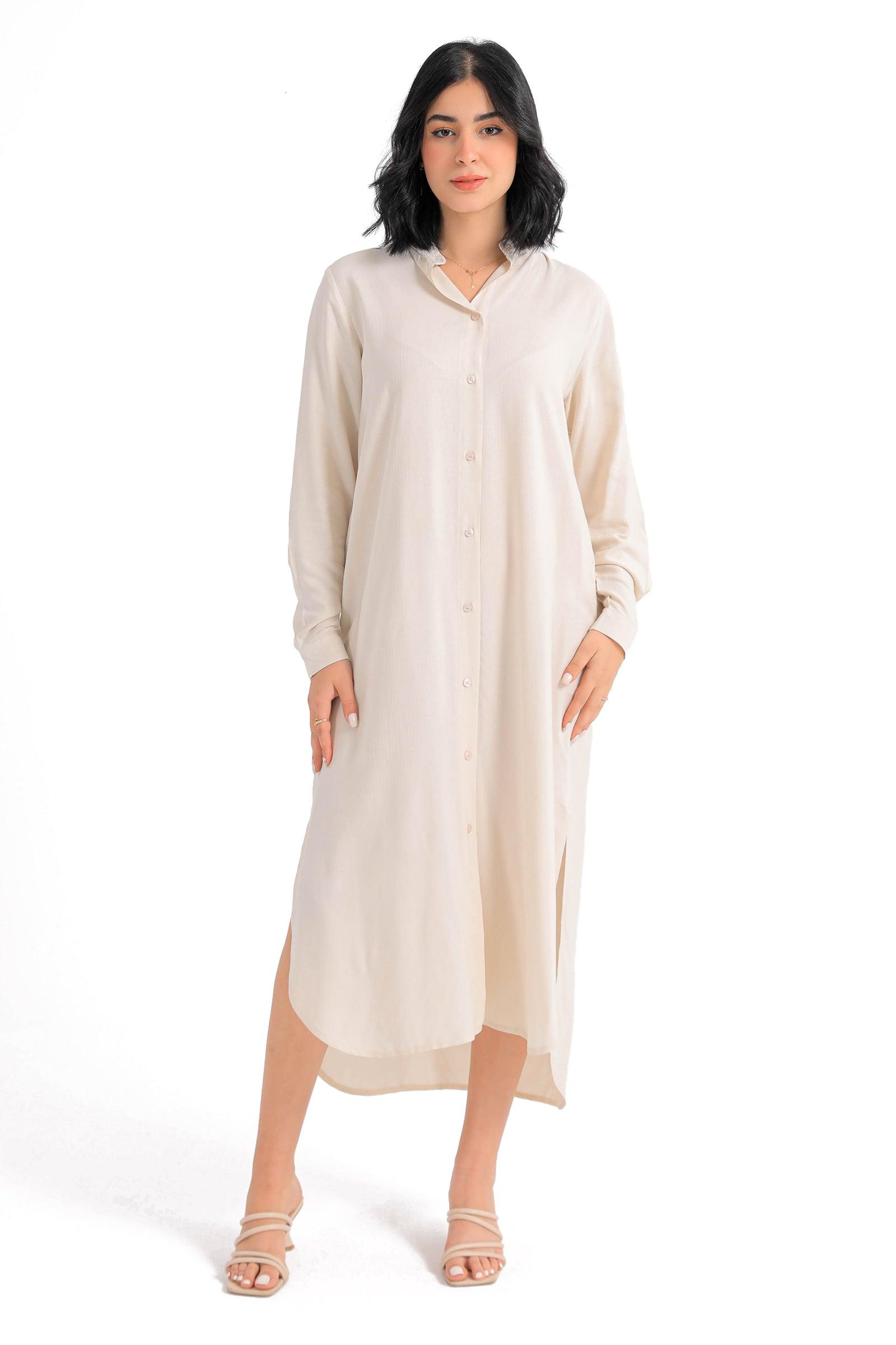 Mandarin Collar Shirt Dress - Carina - كارينا