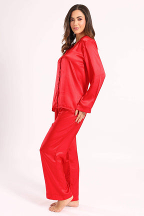 Red Satin Pyjama Set - Carina - كارينا