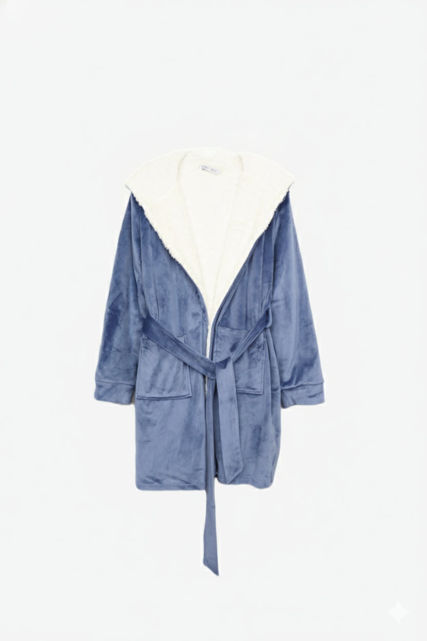 Padded Velvet Hooded Robe