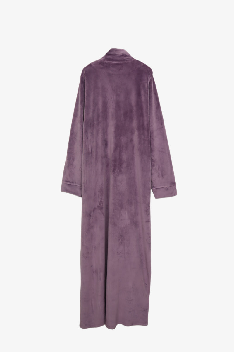 Notch Collar Velvet Nightgown