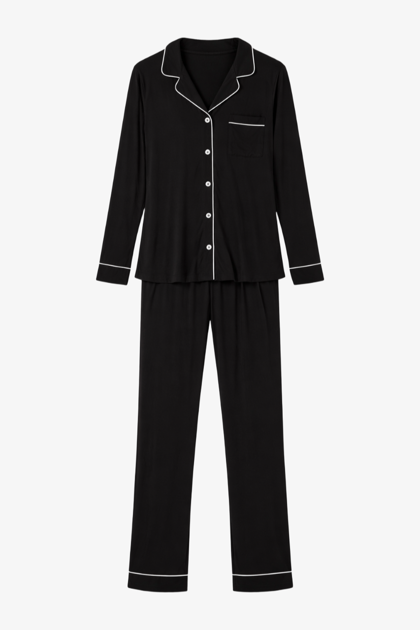 Contrast-Pipe Pyjama Set