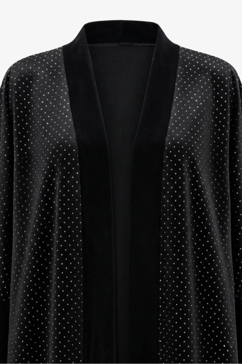 Embellished Velvet Maxi Kimono