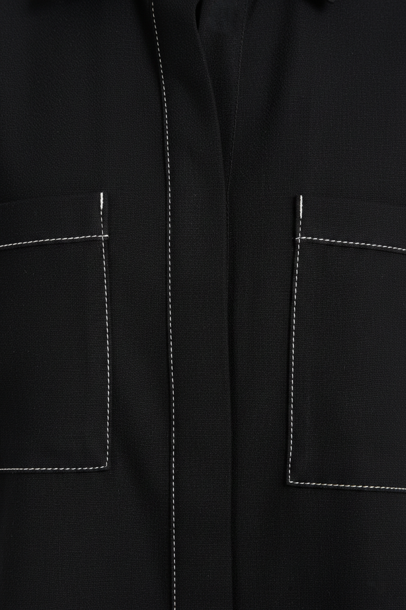 Contrast-Stitch Utility Shirt