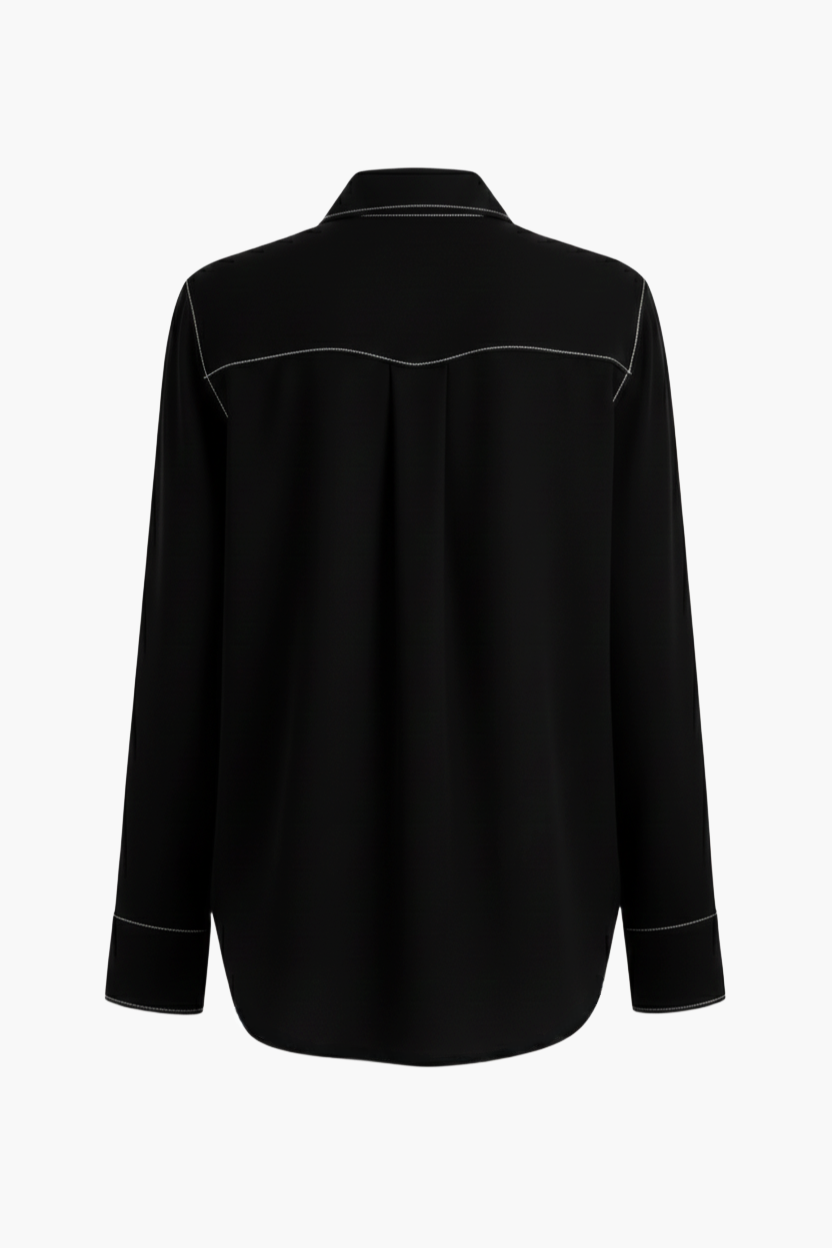 Contrast-Stitch Utility Shirt