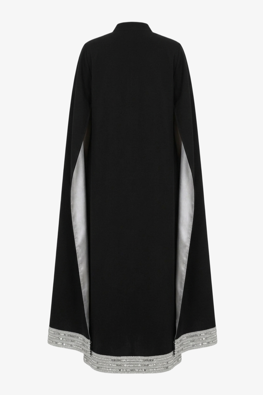 Sequin-Trimmed Cape Kimono