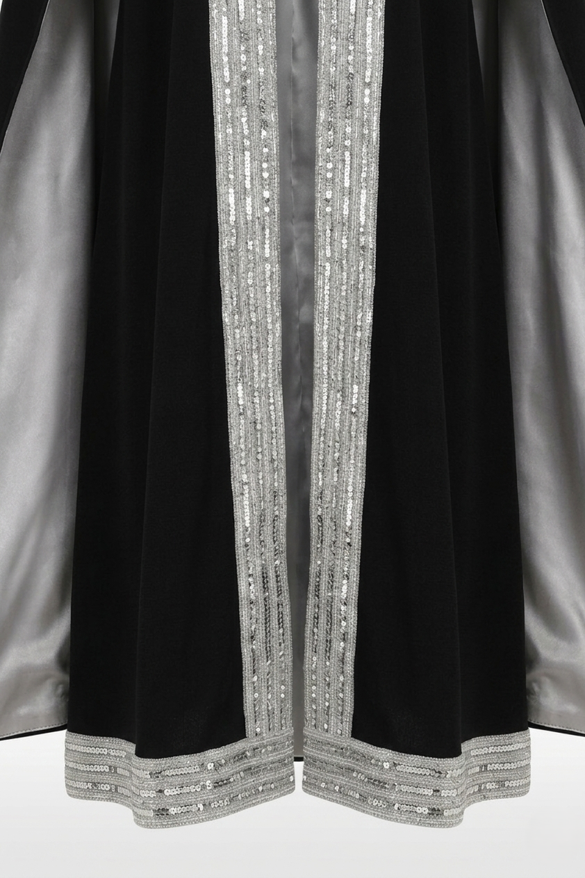 Sequin-Trimmed Cape Kimono