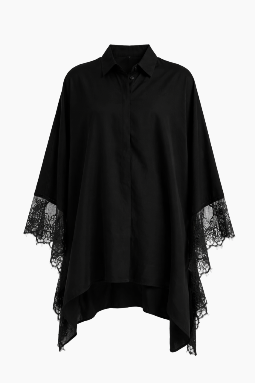 Lace-Trimmed Poncho Shirt