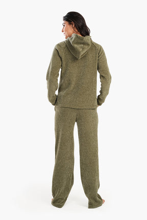 Olive Green Ribbed Pyjama Set