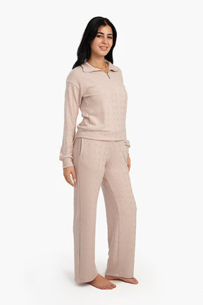 Half Zipper Closure Pyjama Set