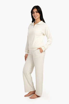 Half Zipper Closure Pyjama Set