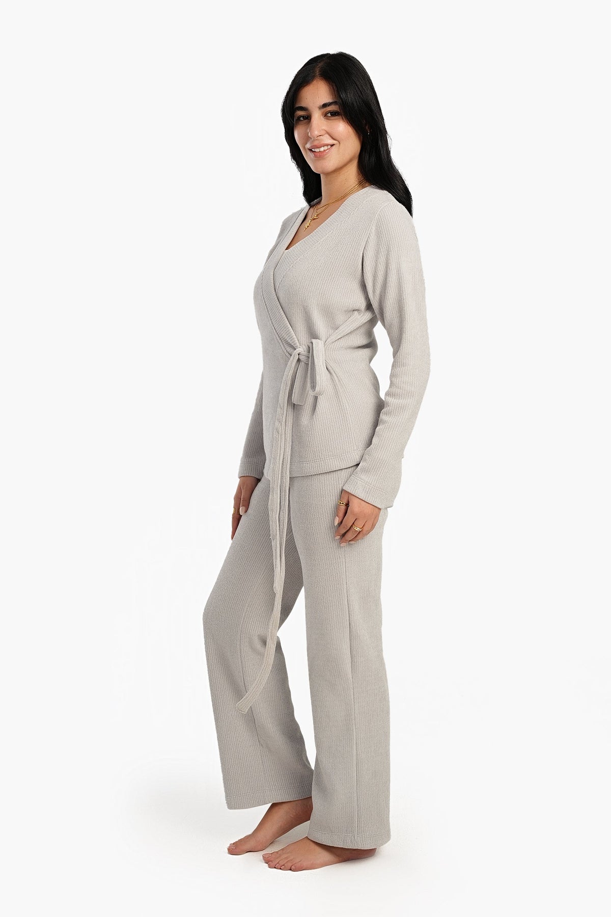 Wrap Front Ribbed Pyjama Set