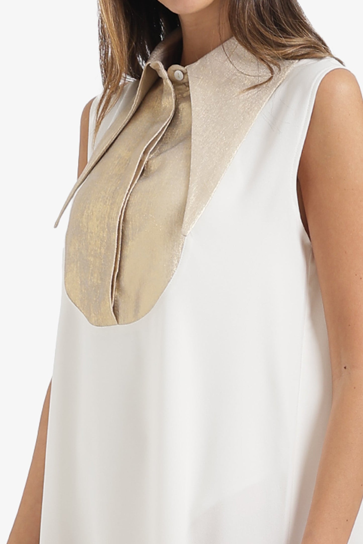 Contrast-Collar Maxi Dress