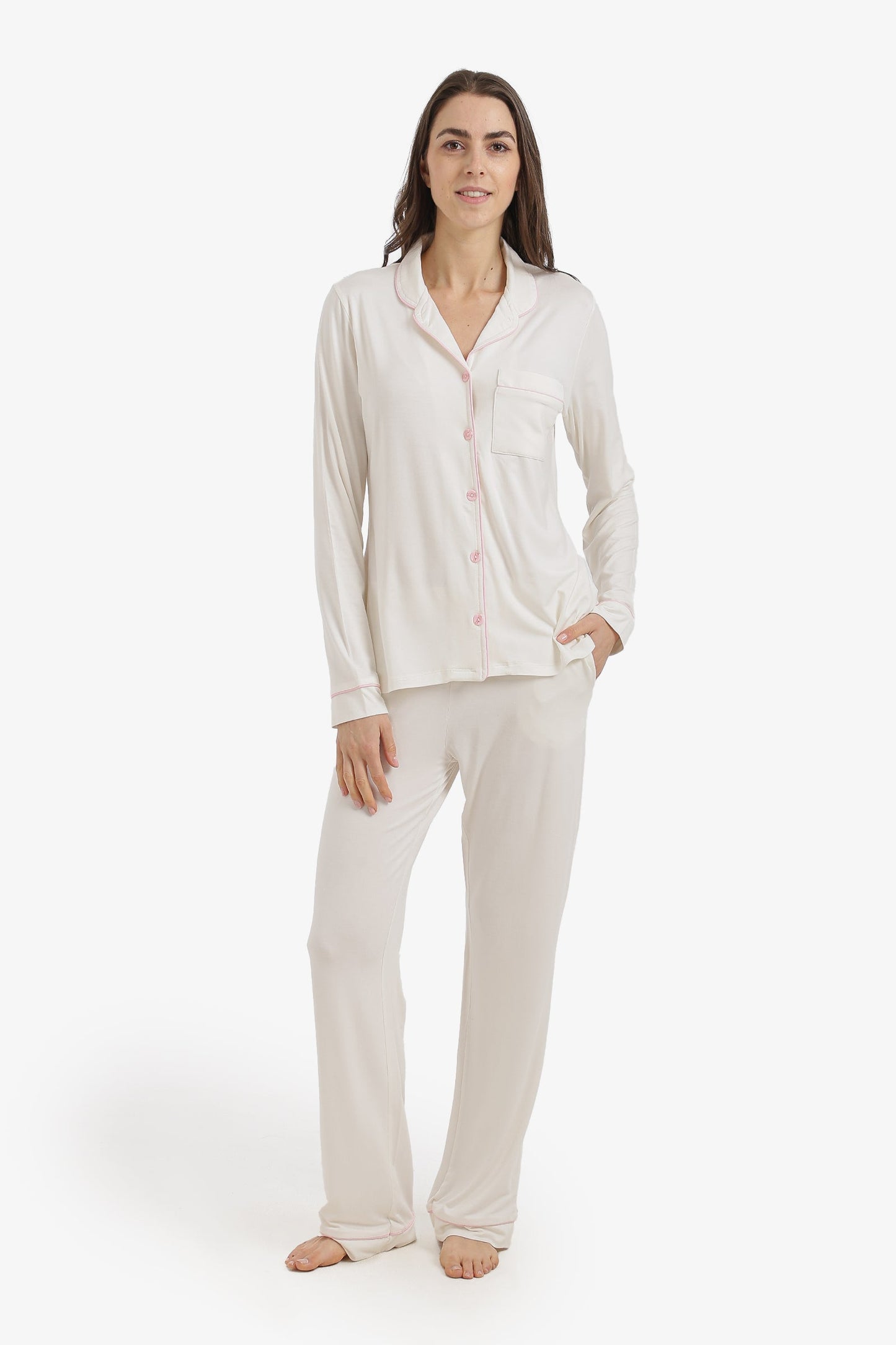 Contrast-Pipe Pyjama Set