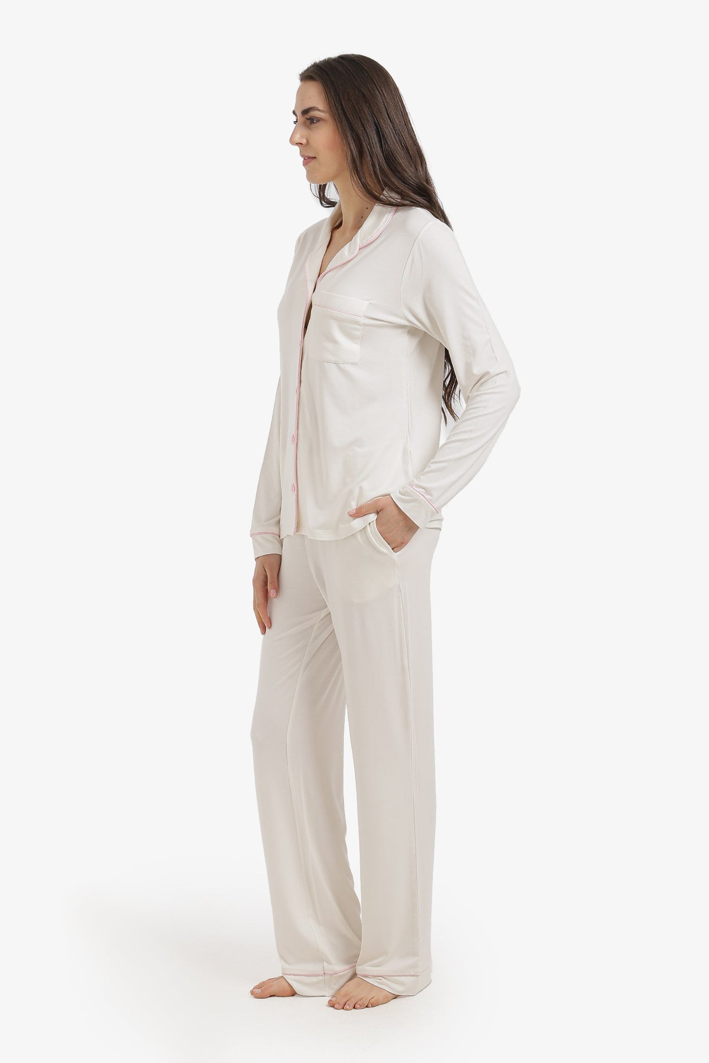 Contrast-Pipe Pyjama Set