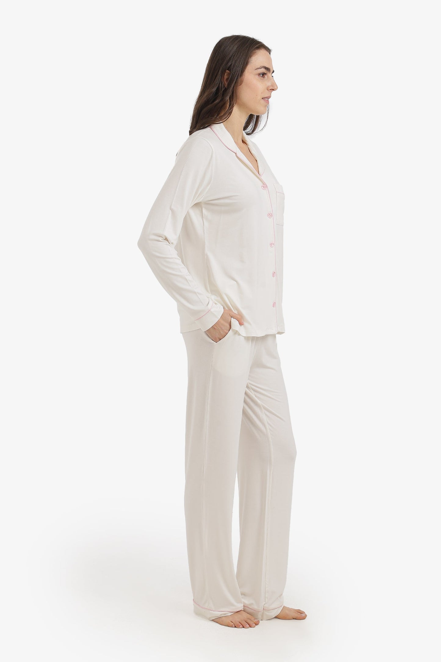 Contrast-Pipe Pyjama Set